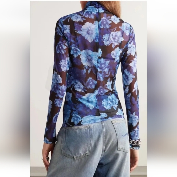 Alice + Olivia DELAINA LONG SLEEVE TURTLENECK MESH TOP SIZE XL - Picture 4 of 16